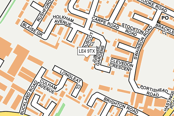 LE4 9TX map - OS OpenMap – Local (Ordnance Survey)