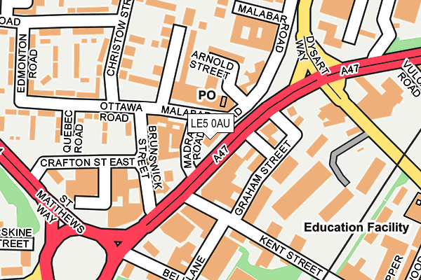 LE5 0AU map - OS OpenMap – Local (Ordnance Survey)