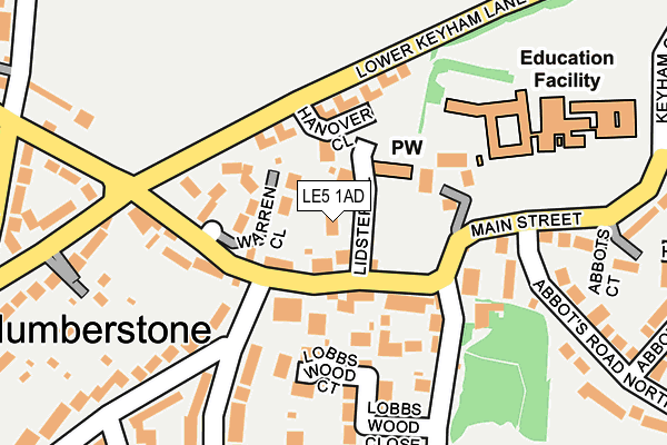 LE5 1AD map - OS OpenMap – Local (Ordnance Survey)