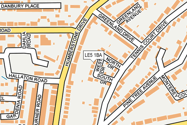 LE5 1BA map - OS OpenMap – Local (Ordnance Survey)