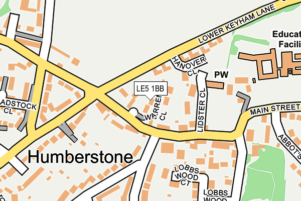 LE5 1BB map - OS OpenMap – Local (Ordnance Survey)