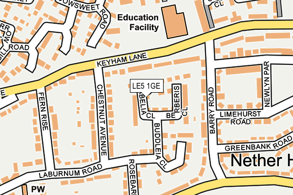 LE5 1GE map - OS OpenMap – Local (Ordnance Survey)