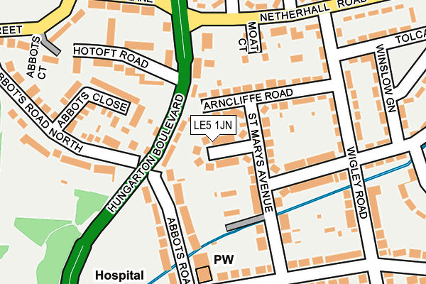 LE5 1JN map - OS OpenMap – Local (Ordnance Survey)