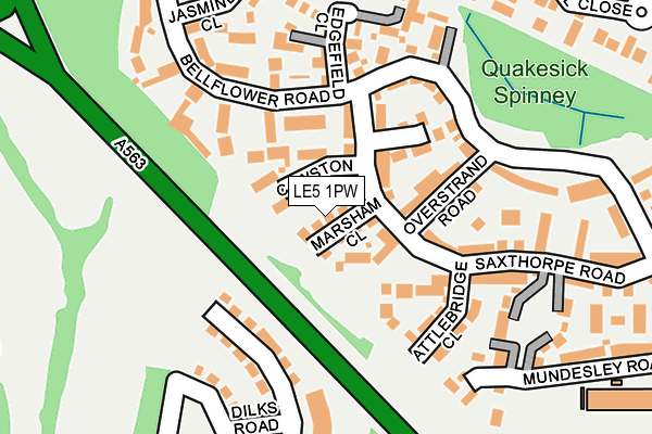 LE5 1PW map - OS OpenMap – Local (Ordnance Survey)