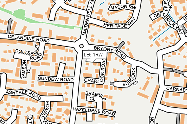 LE5 1RW map - OS OpenMap – Local (Ordnance Survey)