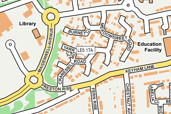 LE5 1TA map - OS OpenMap – Local (Ordnance Survey)