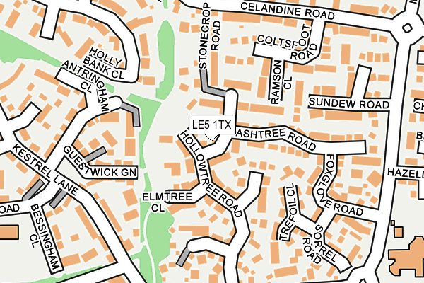 LE5 1TX map - OS OpenMap – Local (Ordnance Survey)