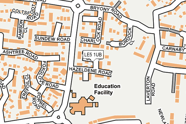 LE5 1UB map - OS OpenMap – Local (Ordnance Survey)