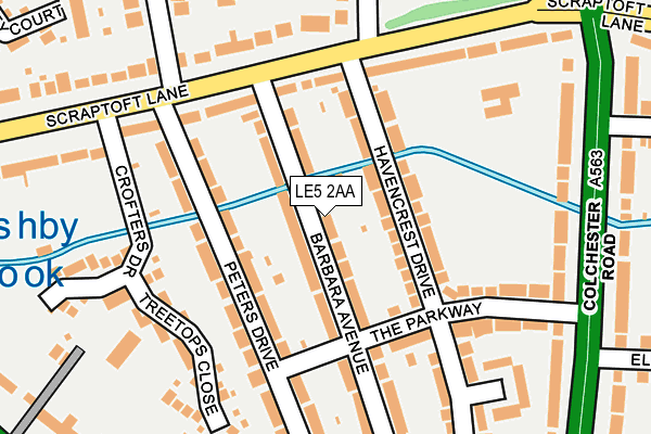 LE5 2AA map - OS OpenMap – Local (Ordnance Survey)