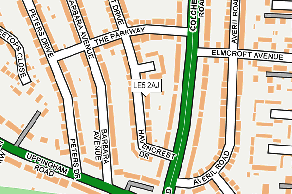 LE5 2AJ map - OS OpenMap – Local (Ordnance Survey)