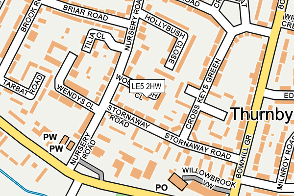LE5 2HW map - OS OpenMap – Local (Ordnance Survey)