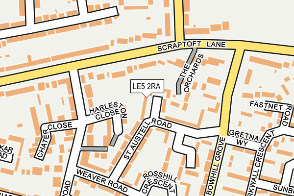 LE5 2RA map - OS OpenMap – Local (Ordnance Survey)