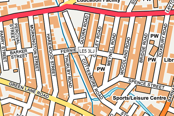 LE5 3LJ map - OS OpenMap – Local (Ordnance Survey)