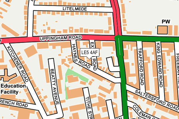 LE5 4AF map - OS OpenMap – Local (Ordnance Survey)