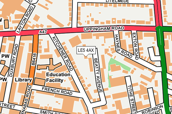 LE5 4AX map - OS OpenMap – Local (Ordnance Survey)