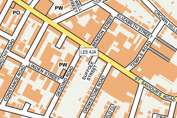 LE5 4JA map - OS OpenMap – Local (Ordnance Survey)