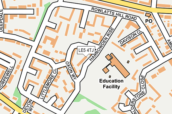 LE5 4TJ map - OS OpenMap – Local (Ordnance Survey)