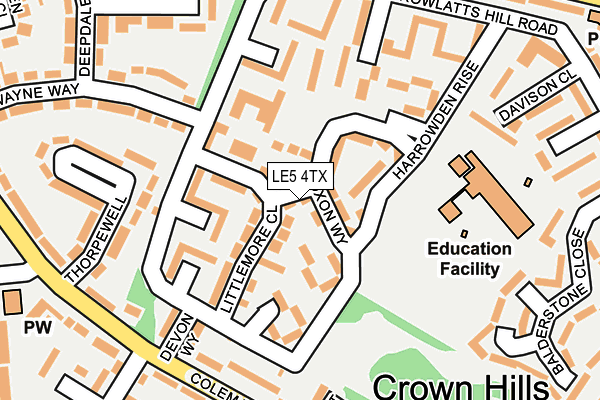 LE5 4TX map - OS OpenMap – Local (Ordnance Survey)