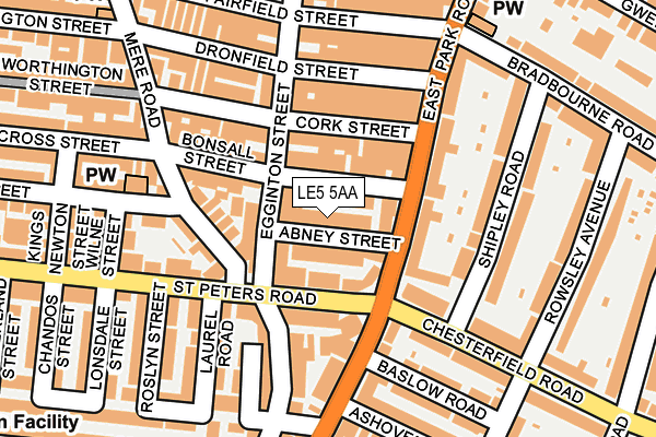 LE5 5AA map - OS OpenMap – Local (Ordnance Survey)