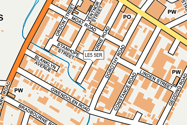 LE5 5ER map - OS OpenMap – Local (Ordnance Survey)