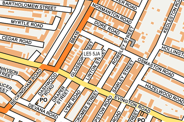 LE5 5JA map - OS OpenMap – Local (Ordnance Survey)