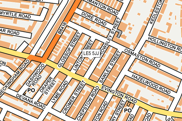 LE5 5JJ map - OS OpenMap – Local (Ordnance Survey)