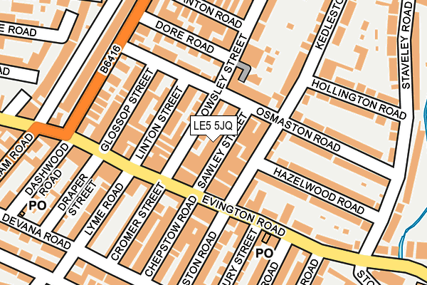 LE5 5JQ map - OS OpenMap – Local (Ordnance Survey)