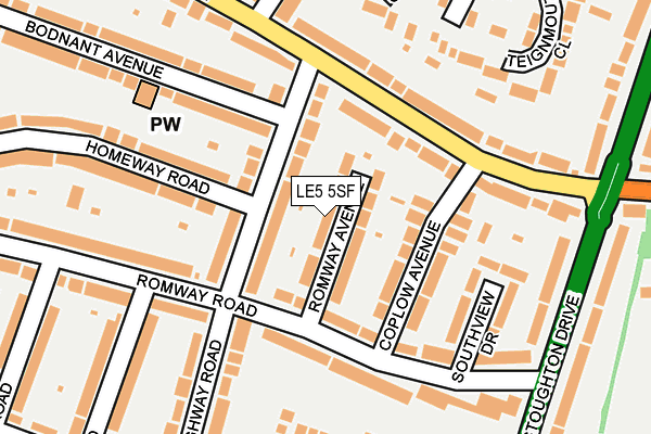 LE5 5SF map - OS OpenMap – Local (Ordnance Survey)