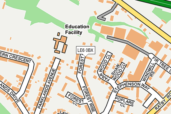 LE6 0BX map - OS OpenMap – Local (Ordnance Survey)