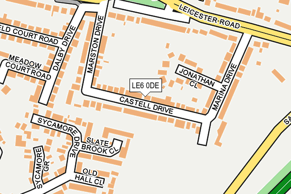 LE6 0DE map - OS OpenMap – Local (Ordnance Survey)