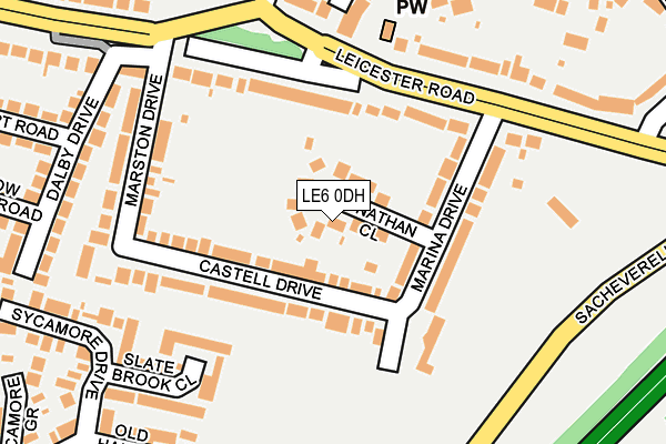 LE6 0DH map - OS OpenMap – Local (Ordnance Survey)