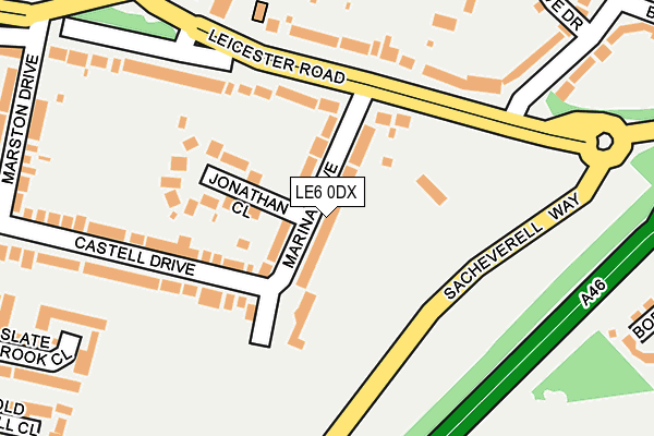 LE6 0DX map - OS OpenMap – Local (Ordnance Survey)