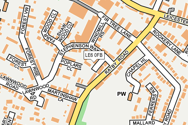 LE6 0FB map - OS OpenMap – Local (Ordnance Survey)