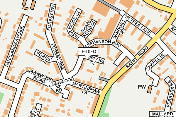 LE6 0FQ map - OS OpenMap – Local (Ordnance Survey)