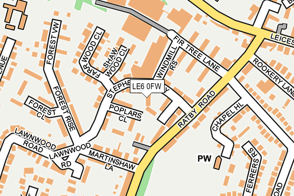 LE6 0FW map - OS OpenMap – Local (Ordnance Survey)
