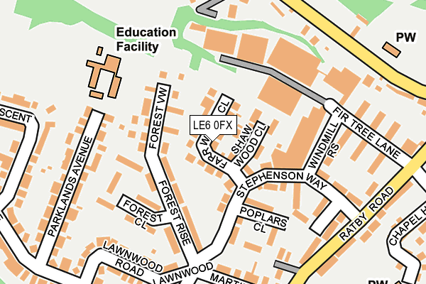 LE6 0FX map - OS OpenMap – Local (Ordnance Survey)