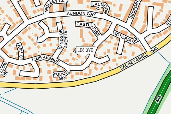 LE6 0YE map - OS OpenMap – Local (Ordnance Survey)