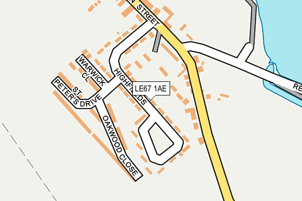 LE67 1AE map - OS OpenMap – Local (Ordnance Survey)