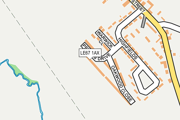 LE67 1AX map - OS OpenMap – Local (Ordnance Survey)