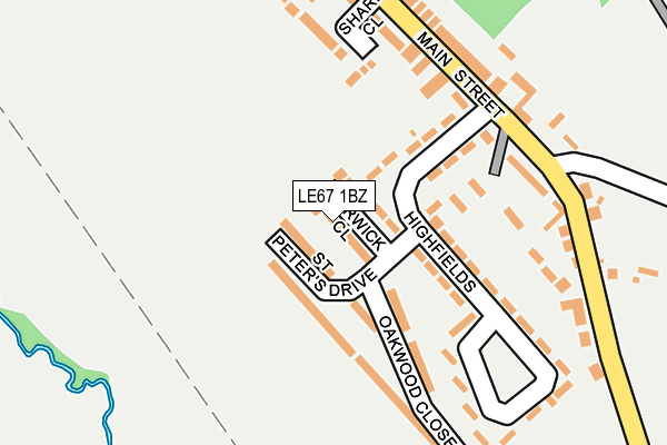 LE67 1BZ map - OS OpenMap – Local (Ordnance Survey)