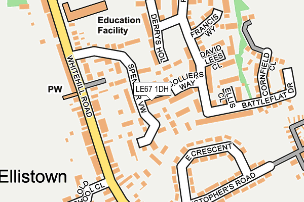LE67 1DH map - OS OpenMap – Local (Ordnance Survey)