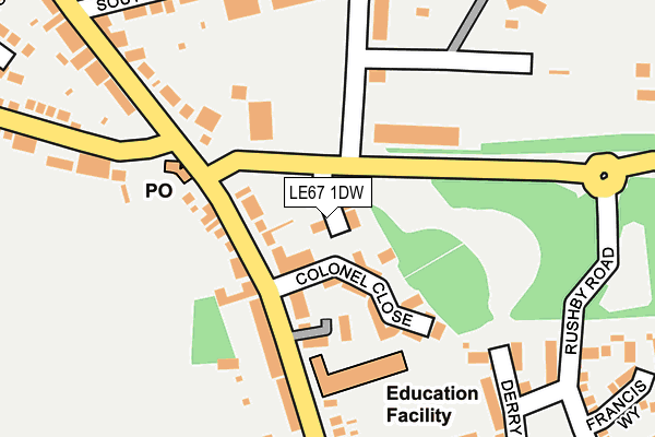 LE67 1DW map - OS OpenMap – Local (Ordnance Survey)
