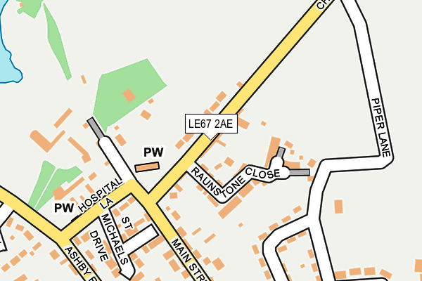 LE67 2AE map - OS OpenMap – Local (Ordnance Survey)