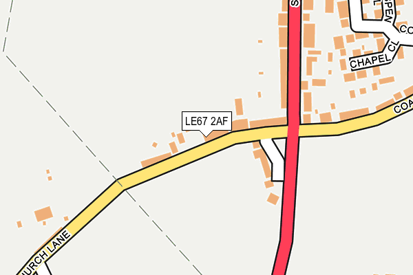 LE67 2AF map - OS OpenMap – Local (Ordnance Survey)
