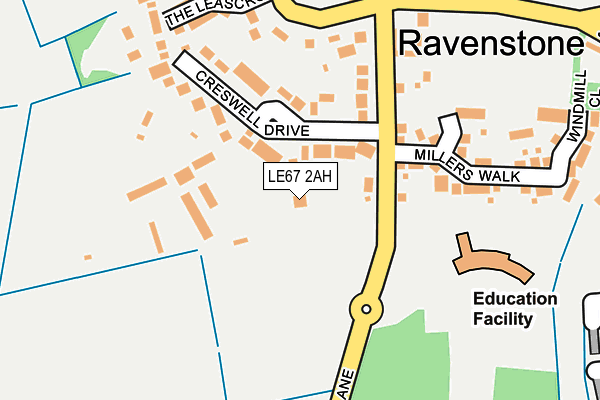 LE67 2AH map - OS OpenMap – Local (Ordnance Survey)