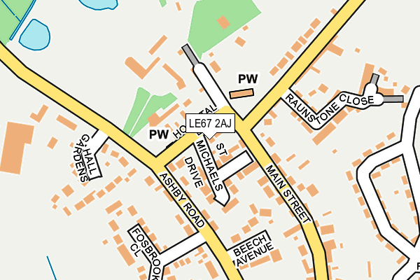 LE67 2AJ map - OS OpenMap – Local (Ordnance Survey)