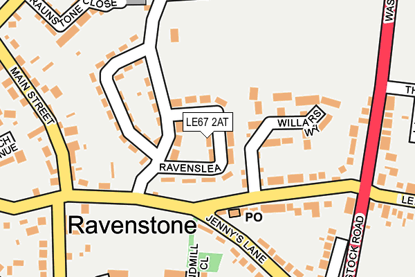 LE67 2AT map - OS OpenMap – Local (Ordnance Survey)