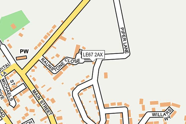 LE67 2AX map - OS OpenMap – Local (Ordnance Survey)