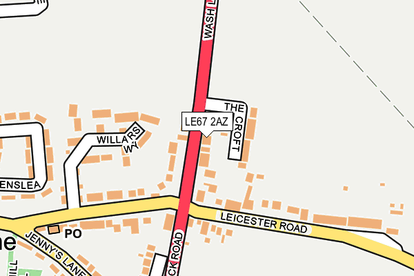 LE67 2AZ map - OS OpenMap – Local (Ordnance Survey)