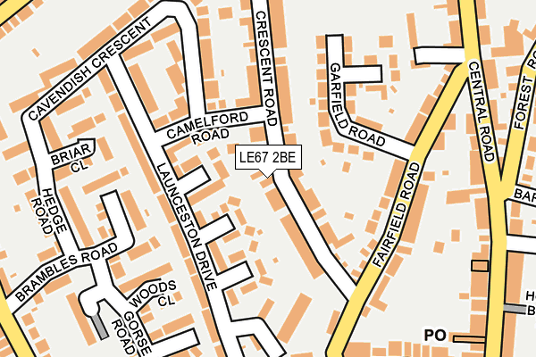 LE67 2BE map - OS OpenMap – Local (Ordnance Survey)